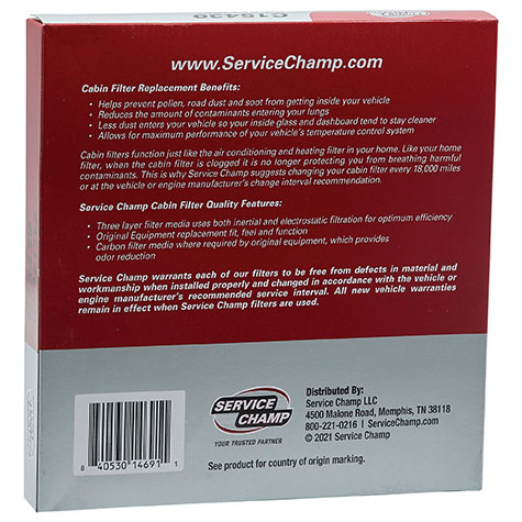 Service Champ Cabin Filter product photo