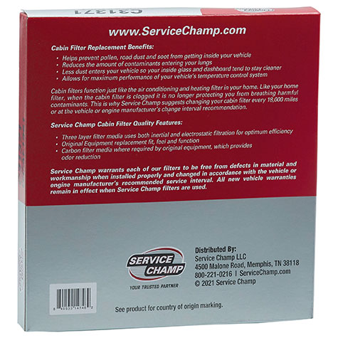 Service Champ Cabin Filter product photo