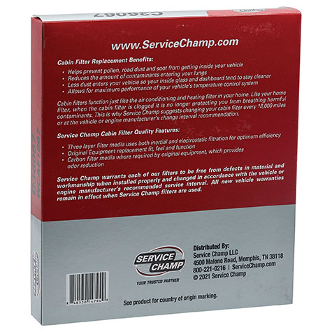 Service Champ Cabin Filter product photo
