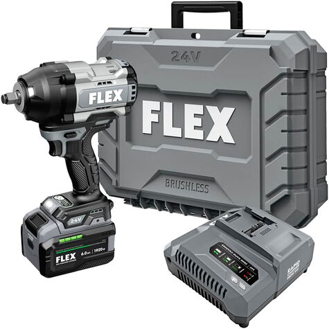 FLEX 24V Brushless Cordless 1/2-Inch 1,500 Ft-Lbs High-Torque Impact Wrench Kit with 6.0Ah Stacked Lithium Battery and 280W Fast Charger product photo